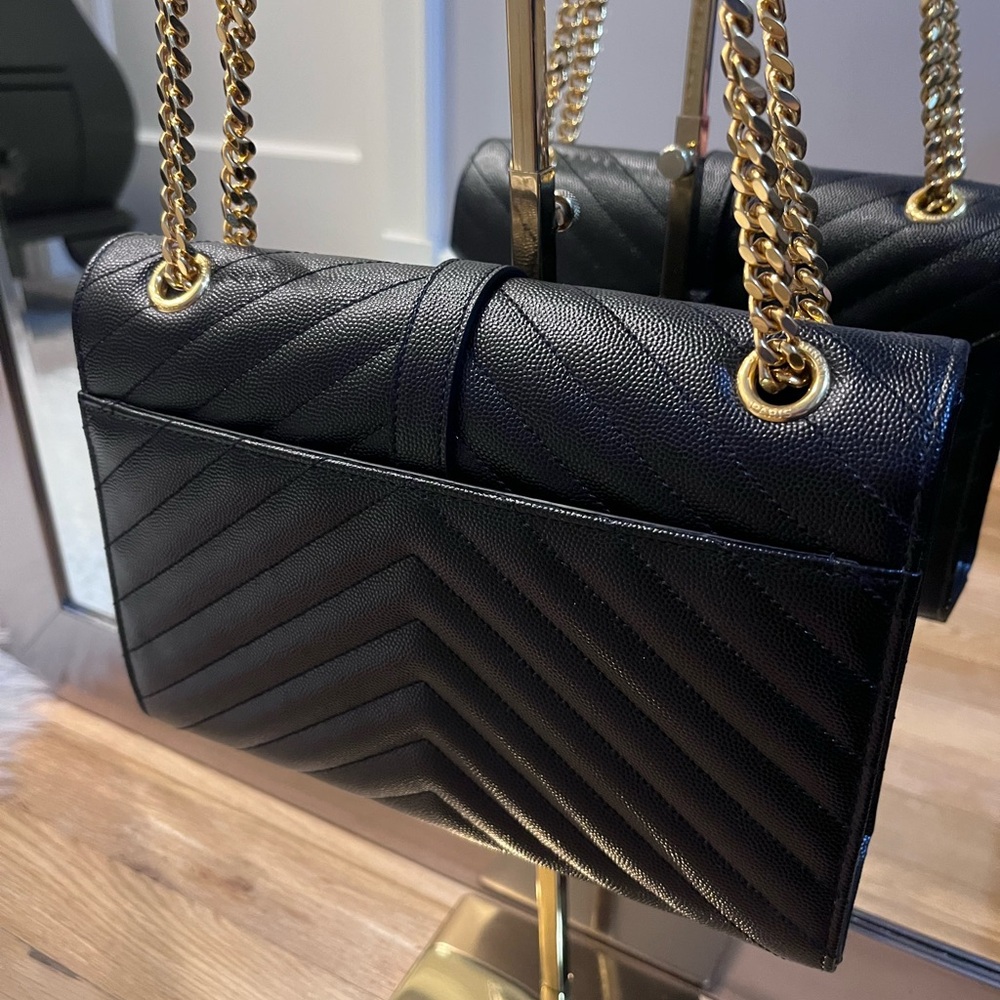 Yves Saint Laurent Black Chevron Shoulder Bag - Picture 5 of 12